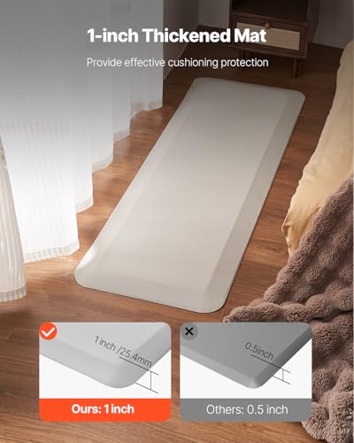 VEVOR Fall Mat for Elderly, 1-inch Thickened Fall Prevention Pad with Beveled Edge, Anti-Slip Bedside Safety Floor Mat for Seniors, Handicaps, Patients (24 x 70 inch) - size: 1 inch
