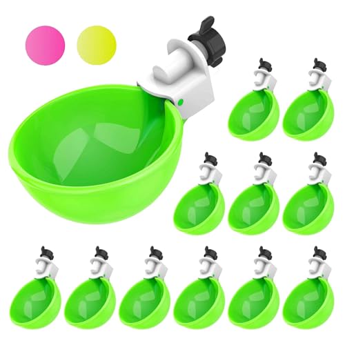 Lil'Clucker - Large Automatic Chicken Waterer Cups Suitable for Ducks, Geese, Turkeys, and Bunny Rabbit - Water Feeder Kit - Poultry Waterer (Green, 12 Pack) - color: Green, size: 12 Pack