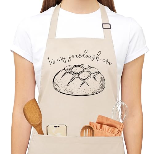 RYIGYWE In My Sourdough Era Apron for Women with Deep Pockets - Funny Bakers Apron, Unique Sourdough Gifts for Women & Bread Bakers, Adjustable Kitchen Apron for Mom, Mother’s Day Baking Gift - B07 - color: In My Sourdough Era 3