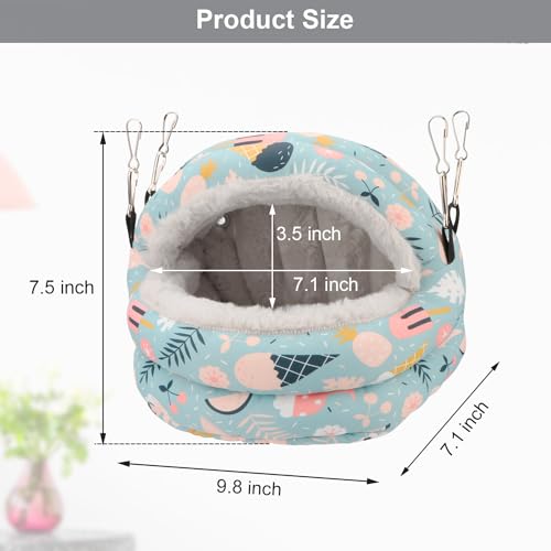 Bird Nest House Winter Warm Bird Bed for Cage, Medium, Blue | Soft fleece warm, plastic support plate anti-collapse, removable washable pad, dual mount, for parakeets/cockatiels/conures - color: Blue, size: Medium