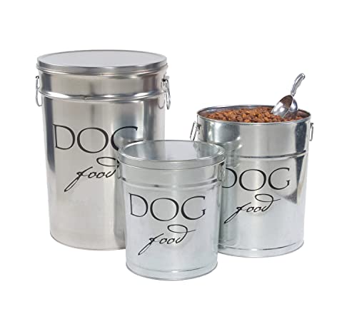 Harry Barker Classic Silver Dog Food Storage Canister – Large, Airtight Stainless Steel Pet Food Container, Holds Up to 40 lbs Dry Dog Food, Kitchen Counter & Pantry Storage - Silver - color: Silver & Black