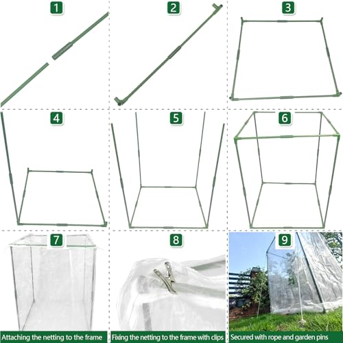 25"x25"x34" Ultra Fine Mesh Garden Netting with Frame, Pest Insect Barrier | Heavy Duty Quick-Open Plant Protection Cover with Clips for Tomato, Blueberry Bushe, Fruit Tree, Bug Bird Animal Pest Barrier - size: 25x25x34"