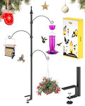 iBorn Shepherds Hooks for Outdoor Clamp On Deck Hook for Bird Feeder 45 Inch Heights Feeder Hangers for Deck Railing Hummingbird Feeders Hanging Tri-Hooks 2024 New (Feeders are Not Included) - size: 45" Height with Tri-Hooks