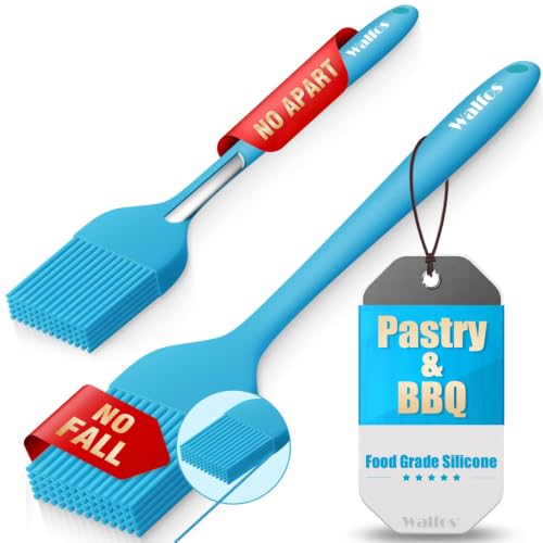 Walfos Silicone Basting Pastry Brush, 600℉ Heat Resistant Pastry Brush for BBQ Grill Baking Kitchen Cooking, BPA Free and Dishwasher Safe - color: Blue, size: Large + Small