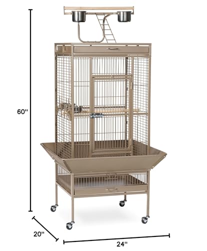 Prevue Pet Products Playtop Bird Home - L, Beige | Large Wrought Iron Bird Cage with Rolling Stand, Ideal for Cockatiels, Conures, and Medium to Large Parrots - color: Coco Brown, size: 24.0"L x 20.0"W x 60.0"H