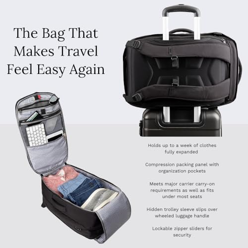 Knack Convertible Dufflel Backpack, Expandable Travel Duffel Bag (24-40L), Large Laptop Duffel Bag - color: Midnight Black, style: Convertible Duffel