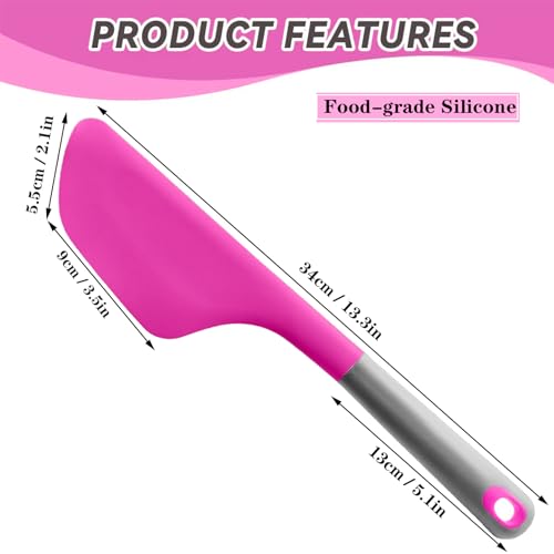 Silicone Omelette Spatula Turner, Flip Fold Omelet Turner, 13Inch | Flexible Egg Flip Tool for Non-stick Pans, Heat Resistant omelette flipper for Kitchen Omelet Pancake Crepes - color: Deep pink-Wide