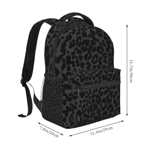 Fiokroo Black Leopard Print Backpack School Bag For Students Teens Men Women Laptop Backpacks Travel Daypack Bag With Multiple Pockets - color: Leopard Print#05
