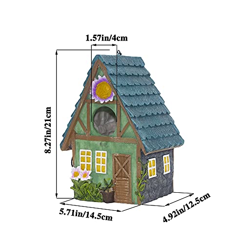 Bird Houses for Outside, Resin Bird House with Hang Chain, Decorative Bird Cage, Outdoor Garden Decor for Hummingbird, Bluebird, Cardinal and Other Bird