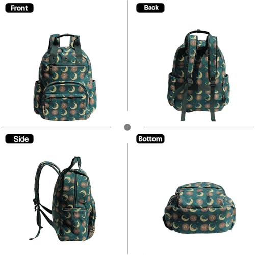 Diaper Bag Backpack Corduroy Multifunction Baby Fashion Travel Pack office Laptop Bag - color: Dark Green Moon