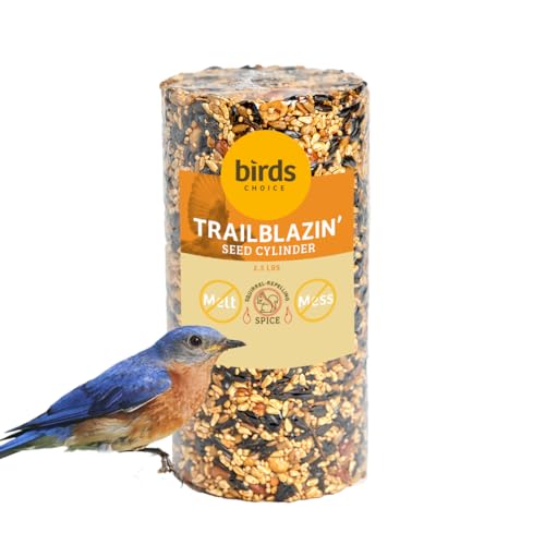 Birds Choice Trailblazin' Spicy Bird Seed | Squirrel Proof Wild Bird Food with Red Pepper | High-Energy Black Oil Sunflower Seeds, Peanuts & Safflower | High Protein & Fat Feeders | 2.5 lbs | Squirrel Resistant Red Pepper Blend of Black Oil Sunflower Seed