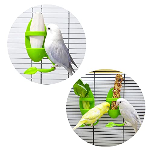 2 Pcs Cuttlebone Holder for Bird Cage - Bowl Stand Food Holder with 4 Pcs Cuttlebone for Parrot, Budgie, Conure (4.7-5.5 inch)