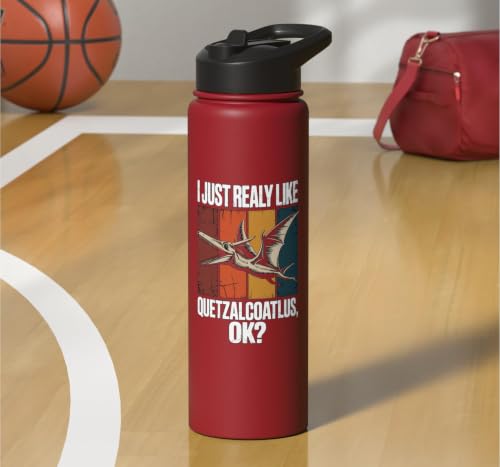 Really Like Quetzalcoatlus Bird Flying Dinosaur Kids Trex Stainless Steel Insulated Water Bottle - color: Red