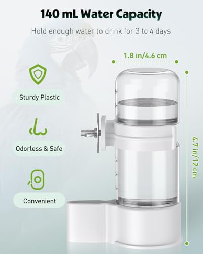 Pawfly 2 Pcs Bird Water Dispenser, Automatic Water Feeder, Plastic Cage Water Dispenser, White Parrot Waterer for Small Parakeet Cockatiel Budgie Lovebirds (Not Fit for Food Feeding) - color: White, size: 2 PC