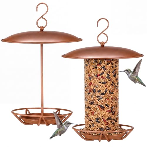 2 Pcs Cylinder Bird Feeder Outdoor Seed Cake Feeder Metal Suet Cake Holder Backyard Wild Bird Feeding Feeders for Outdoors Garden (Brown) - color: Brown