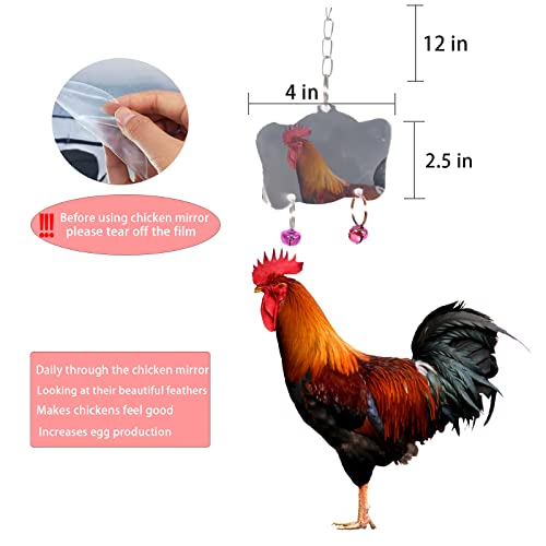 8PCS Chicken Toys for Coop Accessories, Chicken Swing, Xylophone, Mirror, Vegetable Hanging Feeder, Fruit Rack for Poultry Rooster Large Bird Parrot Lovers’ Entertainment Gift