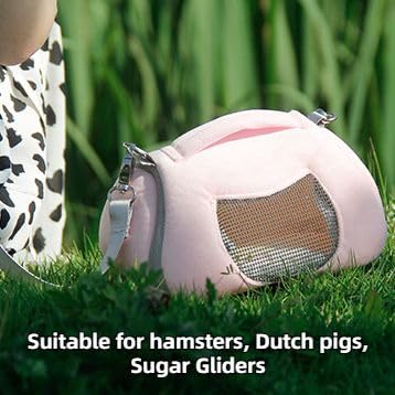Small Pet Carrier Bag with Adjustable Shoulder Strap Hamster Travel Cage Breathable Carrier Portable Travel Carrier for Birds Sugar Glider Golden Hamsters (Grey) - color: Grey