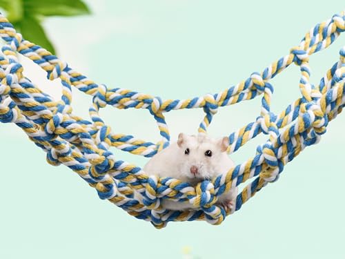 Colorful Bird Rope Net, Rat Climbing Ladder Bridge Toy, Hanging Pet Hammock, Cage Accessories for Small Animals Hamster Parakeets Cockatiels Guinea Pig Chinchilla Ferret - 20 × 7.5 Inch - size: 20 ×7.5 Inch