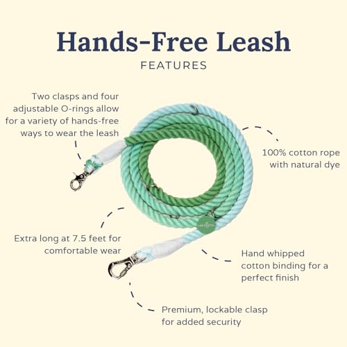 Spring Green Hands-Free Rope Leash - color: Spring Green Hands-Free Dog Leash
