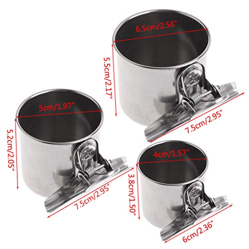 Bird Feeder Stainless Steel Bowls for Cage Parakeet Food Dish Parrot Water Cups with Clip for Canary Lovebird Bird Seed No Waste - size: Large