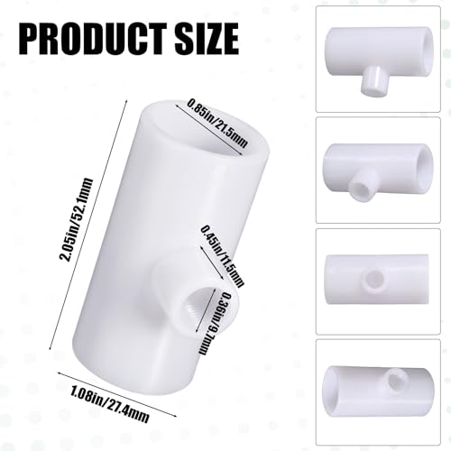 Outus 100 Pack Chicken Waterer PVC Tee Fittings, Fully Automatic Poultry Waterer PVC Fittings for Threaded Chicken Water Nipples, Cups, Drinker, Feeder, Duck, Quail, Turkey Coop Accessories, White