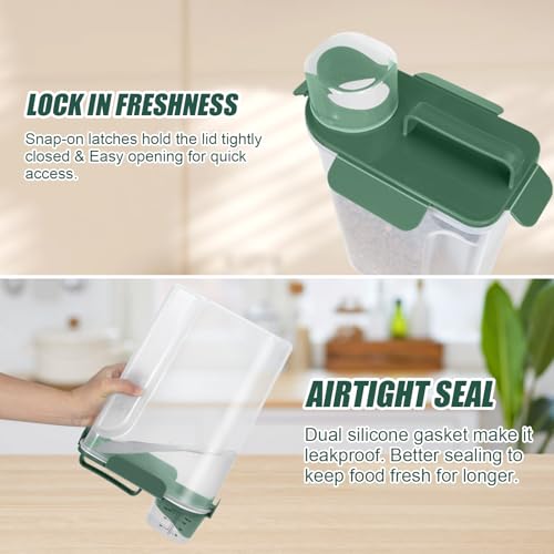 5 Lbs Pet Dog Food Storage Container for Bird Seed Rice Flour - Dark Green | Cat Food Containers with Collapsible Bowl for Travel Airtight 10 Lbs Rice Cereal Oatmeal Holder with Pour Spout Measuring Cup - color: Dark Green-5L