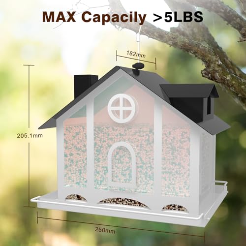FlowaFoli Bird Feeder House for Outside, Decorative Large Bird Feeders for Outdoors with Rainbow Acrylic Panels, Ideal Gift for BirdLovers to Attract Feathered Friends Year-Round - style: Premium