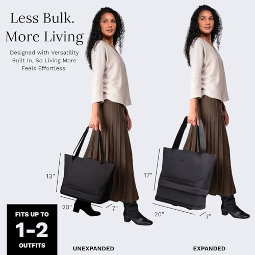 Knack Expandable Laptop Tote Midnight Black | Expands from 18L to 26L to organize whatever your day requires. - color: Midnight Black, style: Laptop Tote