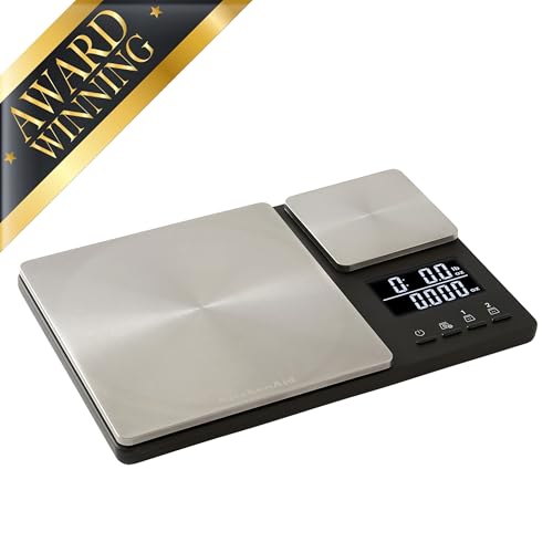 KitchenAid KQ909 Dual Platform Digital Kitchen and Food Scale, 11 pound capacity and Precision 16oz capacity, Black with Stainless Steel - color: Black