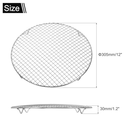 uxcell Round Cooking Rack 12 Inch Dia Stainless Steel Wire Cooling Steamer Rack for Baking Canning Cooking Roasting Cooling Grilling Drying, Silver - size: 12 Inch