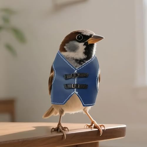 Bird Clothes, Parrot Leather Jacket, Cute Bird Costume Cosplay Photo Prop, Parrot Apparel for Eclectus, Budgerigar, African Greys Parakeet, Conure, Cockatiel, Love Birds-Cowboy Style,Blue,L - color: Blue, size: Large
