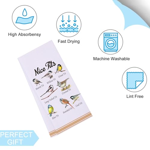 LXOMILL Funny Bird Kitchen Towels Bird Watching Gift for Bird Lovers - color: Nice Tits