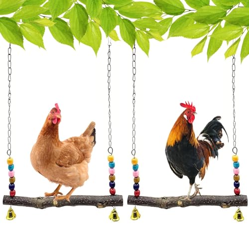 Chicken Bird Swing,Chicken Perch,Natural Wooden Swing Toys,Wood Stand for Chick,Safe and Relief of Stress,Chicken Coop Accessories,Coop Swing for Chicken Bird,Parrot,Hens (A) - color: B-2PCS