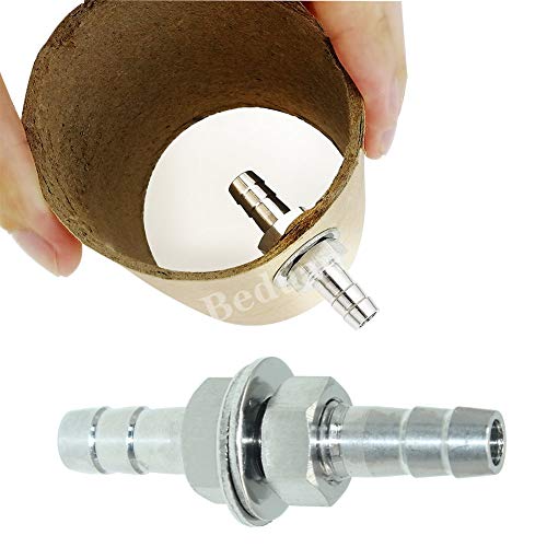 Beduan 1/4" Hose Barb Thru-Bulk Bulkhead Straight Hex Union Stainless Steel Fitting - size: 1/4" Hose Barb, style: Pack of 1