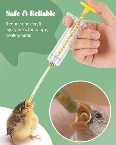 Pawfly 6 Pcs Baby Bird Feeding Syringe Set, 1.7 fl oz (50 mL) Hand Feeding Syringe for Birds, Parrot Syringe Feeder with Feeding Tubes & Spoon for Cockatiels, Parakeets & Budgies