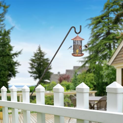 AILIN YELOKIE 32" 360° Swivel Deck Hook - Heavy Duty Solid Steel Plant Hanger, 12-Directional Adjustable Wall Bracket for Bird Feeders/Pole, Outdoor Plants & Wind Chimes, Black (2-Pack) - size: 32in-2