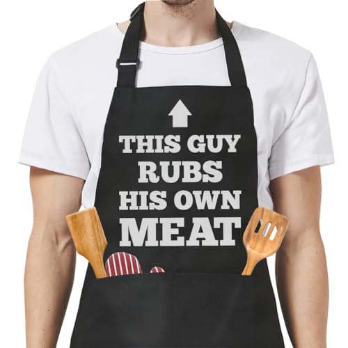 SANDJEST Funny Mens Aprons with Pockets for BBQ Grilling Cooking Grandpa Husband Apron for Birthday Christmas Father's Day - color: Grilling/Bbq 3