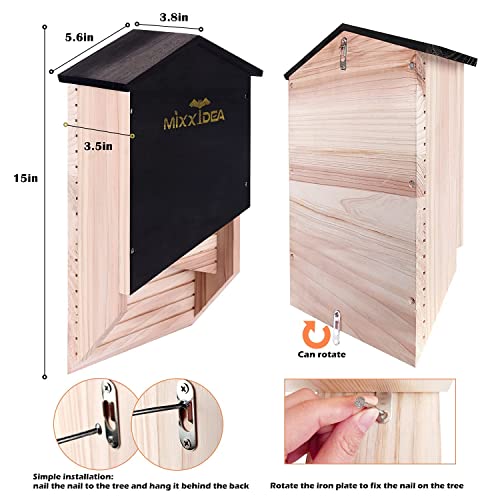 Bat House Bat Box Double Chamber Outdoor House Nursery Bat Shelter Habitatbig bat Box Handcrafted from Cedar Wood - Easy for Bats to Land and Roost - Weather Resistant & Ready to Install - color: Black 1