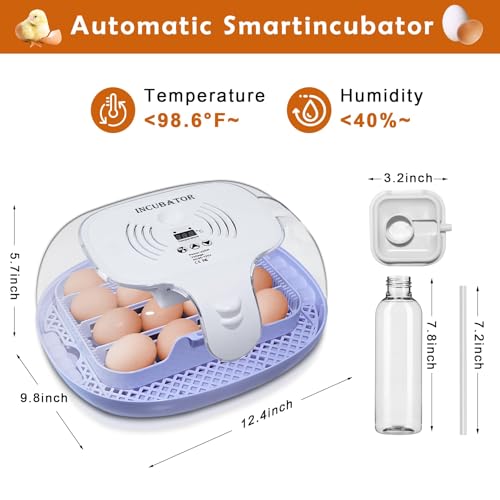 16 Egg Incubator with Automatic Egg Turning and Humidity Control,360 Degree View with Clear Window, Incubators for Hatching Eggs, Chicken, Ducks, Goose, Pigeon, Quail, Parrot - size: 16 Eggs