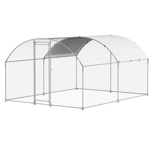 VEVOR Large Metal Chicken Coop with Run, 13.1 x 9.8 x 6.5 ft Walkin Chicken Coop for Yard with Waterproof Cover, Dome Roof Large Poultry Cage for Hen House, Duck Coop and Rabbit Run - size: 157.5"L x 118.1"W x 78.7"H