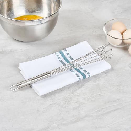 Restaurantware 12.5 in Stainless Steel Ball Whisk - German Standard Egg Beater with Ergonomic Handle, Dishwasher Safe - Manual Mixer Cooking Whisk for Baking, Stirring, Sauces, Beating - color: Ball Whisk, size: 12 1/2"