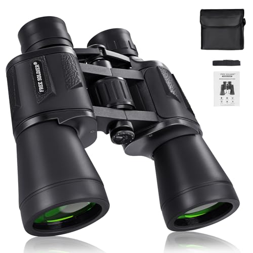 FREE SOLDIER 20x50 High Powered Binoculars for Adults, Black | With Bak4 Prism Fmc Lens, Lightweight, Portable, Waterproof, Fog-Proof, For Bird Watching, Hunting, Hiking, Concerts, Travel - color: Black
