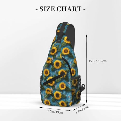 Sunflower Sling Bag for Women, Crossbody Bag Wood Board Farmhouse Sling Backpack for Men, Casual Shoulder Bags Lightweight Gym Outdoor Sports Travel Hiking Fishing Daypack - color: Sunflower