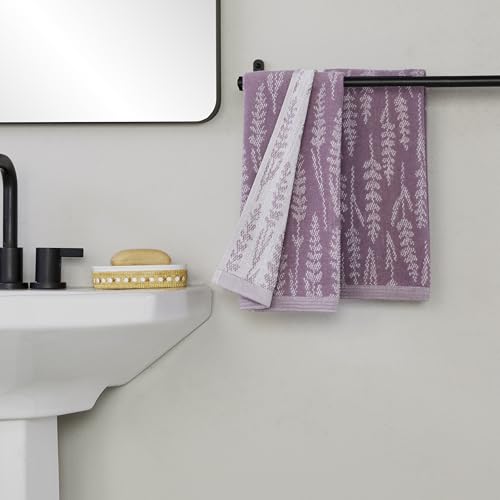 SKL Home Lavender Silhouette 100% Cotton Jacquard 2pc Hand Towel Set, Reversible & Decorative for Bath/Kitchen/Bar & Gift, Purple - color: Lavender Silhouette