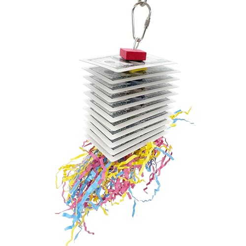 1472 Shred Deck Bird Toy - Interactive Chewable Card & Crinkle Paper Foraging - Colorful Bird Shredding Toy with Foam Beads - Engaging Parakeet Cage Accessories for Budgies, Cockatiels & Conures