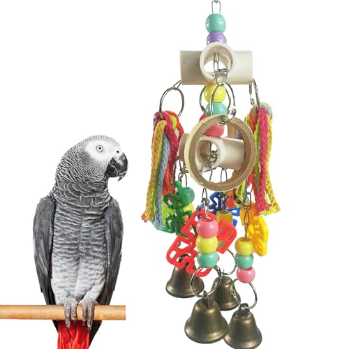 Parrot Toys Hanging Interactive Chew Toys | Bird Toys, Suitable for Small and Medium-Sized Parrots, African Grays, Cockatoos, Cokatoos, Amazon Parrots