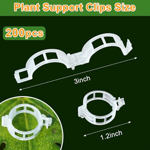 200 Pcs Plant Support Garden Clips, Tomato Clips, Crop Clips for Vine Vegetables, Fixing Tomato, Sweet Pepper, Eggplant, Makes Plants Grow Upright and Healthier - color: White