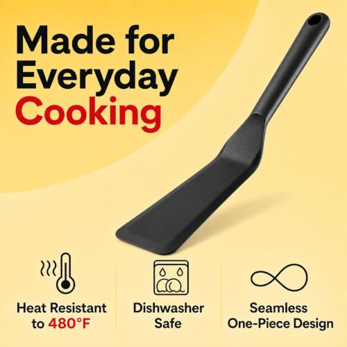 Egg Spatula is Heat Resistant Non-Stick Pancake Spatula - Silicone Spatula is used as an Omelette Spatula for Cooking. - color: Black