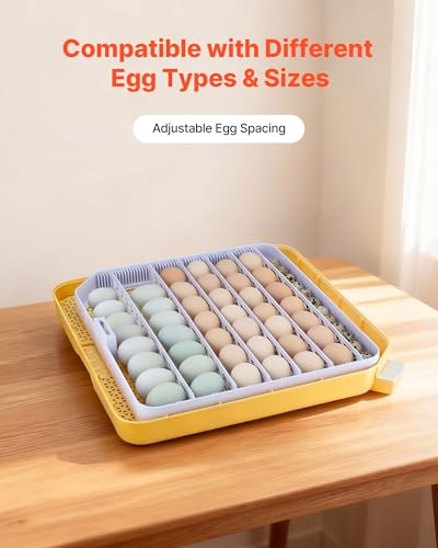 VEVOR 48 Egg Incubator, Automatic Egg Turner with LED Candler, Temperature Display & Auto Humidity Control, 360° View Clear Window, Poultry Eggs Incubator for Hatching Chicks Ducks Goose Quail - size: 48 Eggs