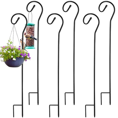 Hicarer 12 Pcs Shepherds Hooks for Outdoor 32 Inch 1/3 Bird Feeder Pole Rust Resistant Steel Shepard Hooks for Wedding Garden Bird Feeders Hanging Lanterns Solar Outdoor Lights - size: 32 Inch